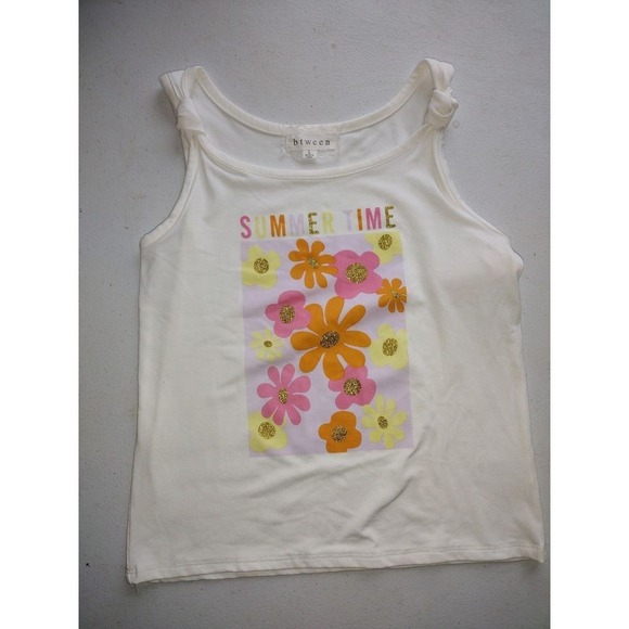 Girls Summer Set btween Floral Glitter Top and Cat & Jack Yellow Denim Shorts L - Picture 4 of 5